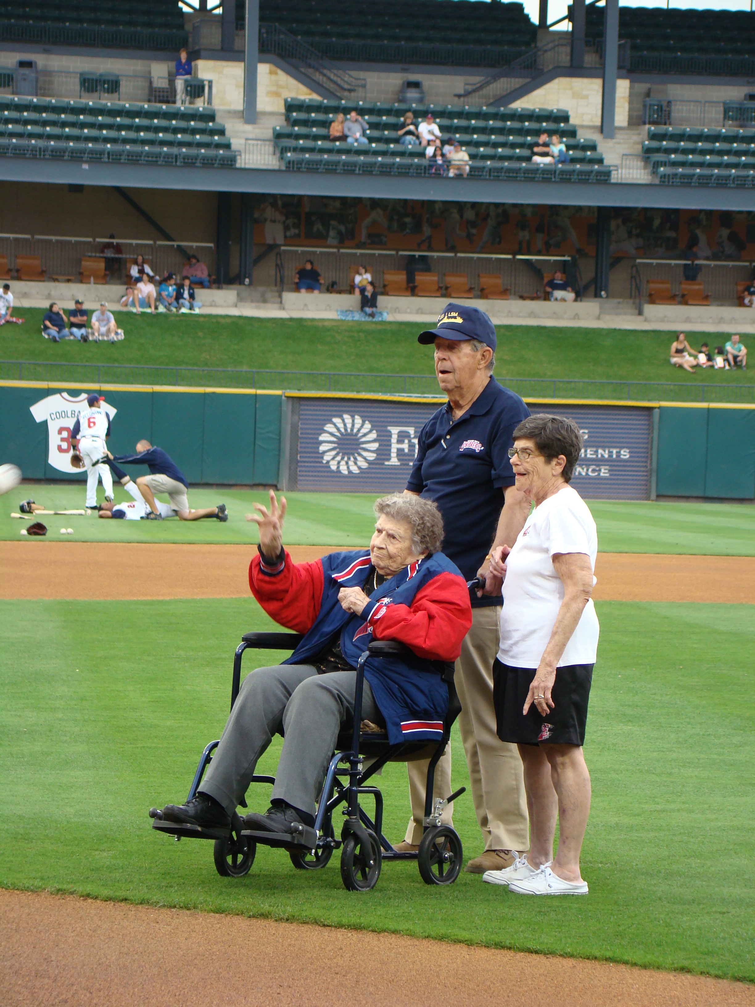 Throwing out the first pitch at 106 years old