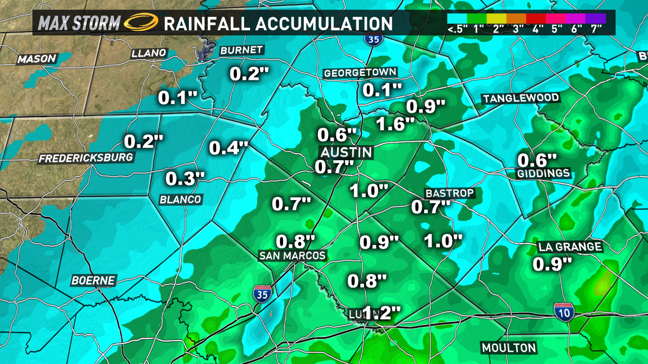 Lcra Rainfall Totals Map Tallying Up The Weekend Rainfall Around Austin | Kvue.com