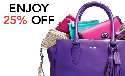 Coach: 25% off Purchase at Coach Store (Exp. 12/19) 